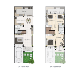 แผนผังการจัดเฟอร์นิเจอร์ทาวน์โฮม2ชั้นหลังกลาง